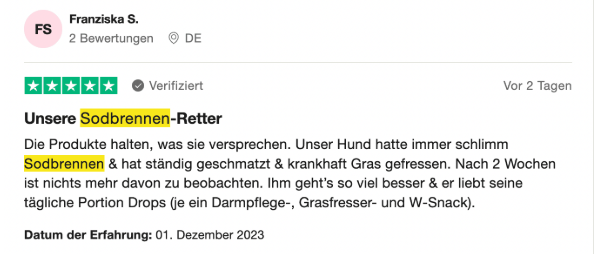 Bewertung Franziska S. – Unsere Sodbrennen-Retter