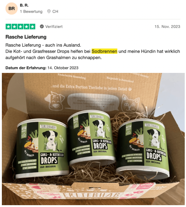 Bewertung B. R. – Rasche Lieferung