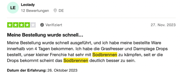 Bewertung Leolady – Meine Bestellung wurde schnell